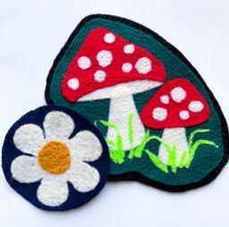 Mushroom and Flower Felt Patches